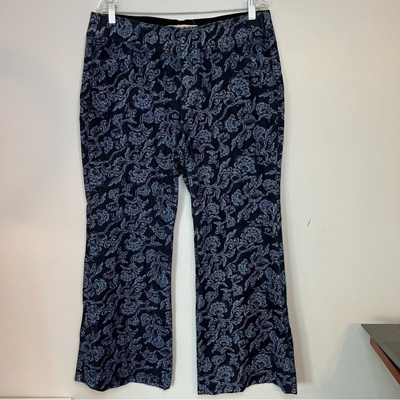 Soft Surroundings Floral Wide Leg Flare Pull on Pants Women's Size L Boho Bell - Picture 1 of 13
